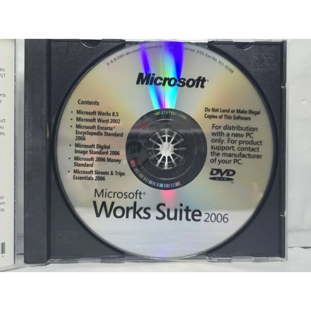 Microsoft Works Suite 2006 DVD Rom PC Computer Program Software - Serial Key